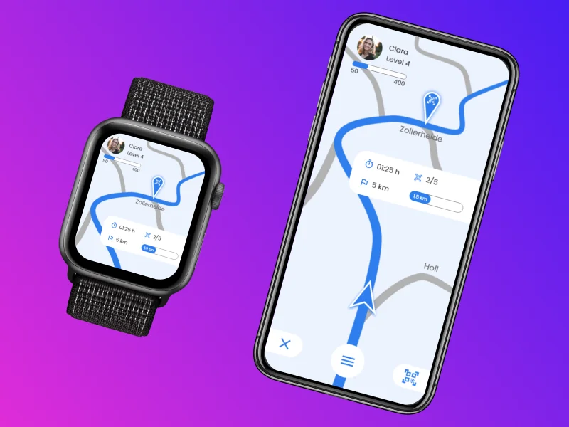 HIQER hiking app on iPhone and Apple Watch