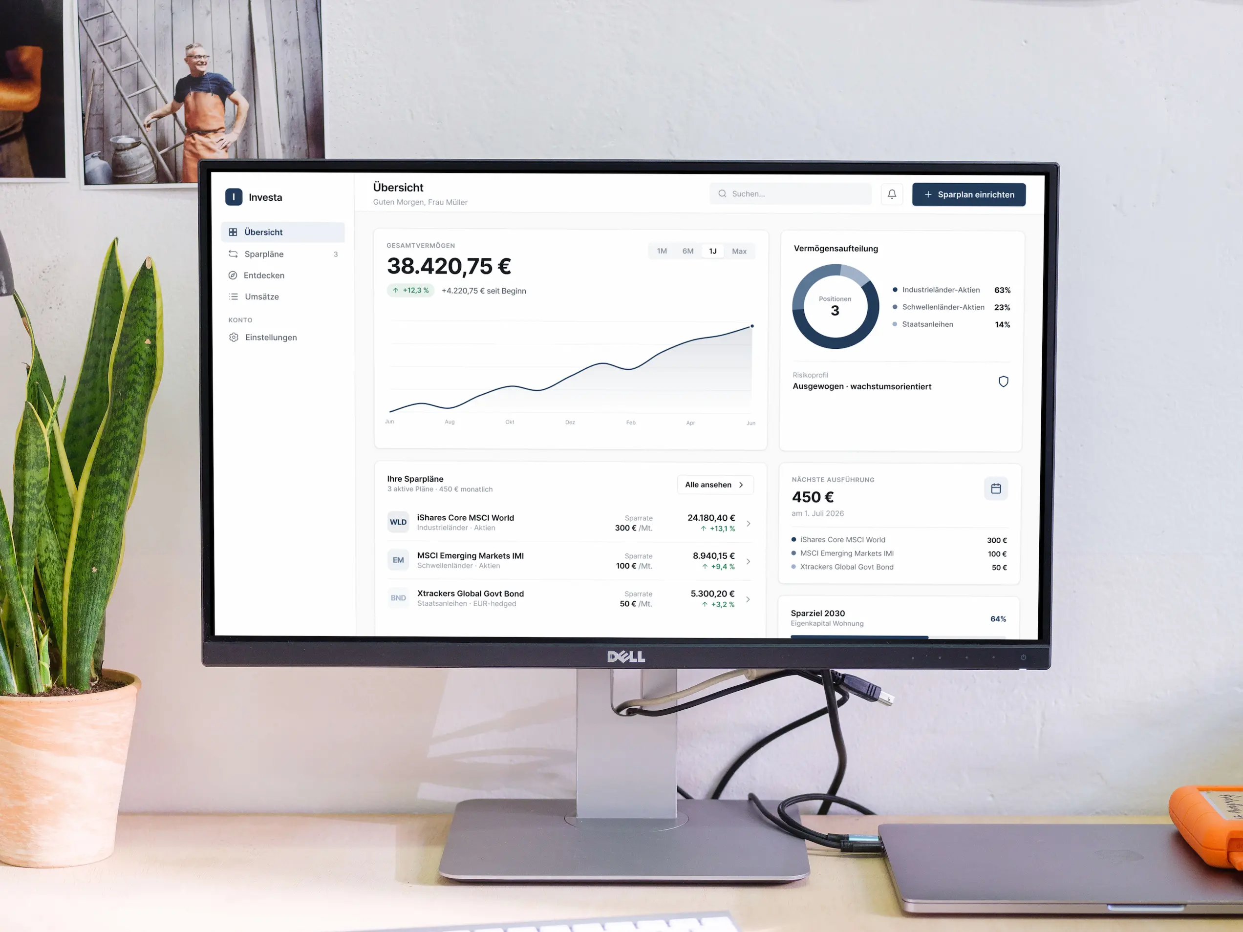 Investment portal depot overview screen